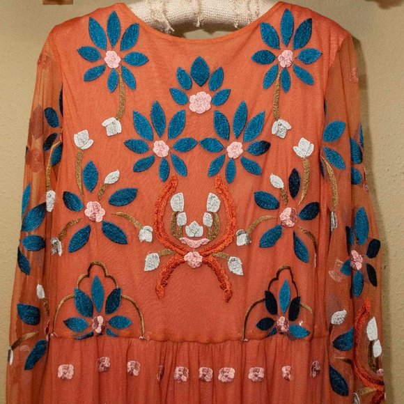 Philosophy Floral Embroidered Mesh Dress size L - Picture 2 of 8